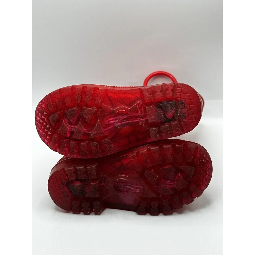Spider-Man Toddler Size 8 Red Rain Boots Marvel Spiderman Handles Unisex Lot